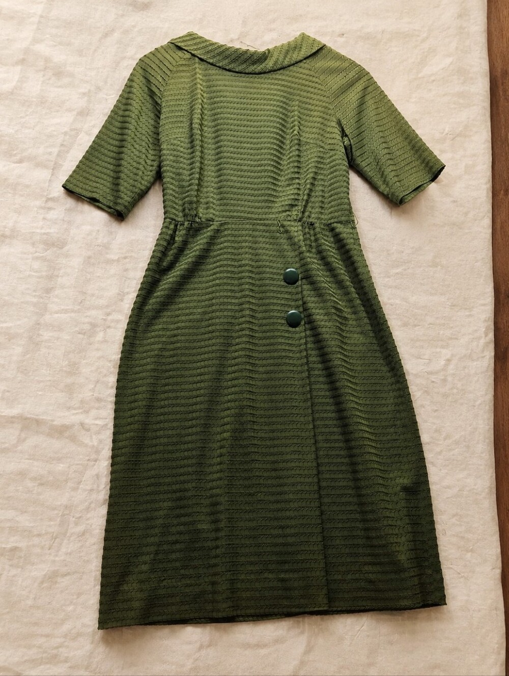 Vintage 1960s Olive Green Mod Wiggle Sheath Dress